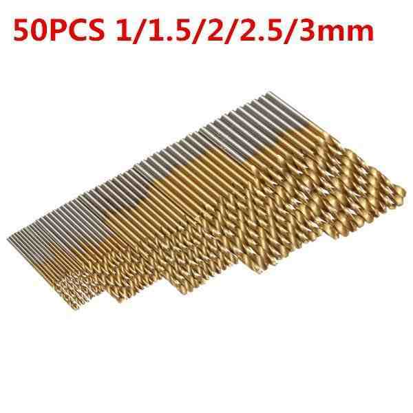 offertehitech-50PCS 1/1.5/2/2.5/3mm HSS Ricoperto di Titanio ad Alta Velocità Punta di Trapano in Acciaio Set