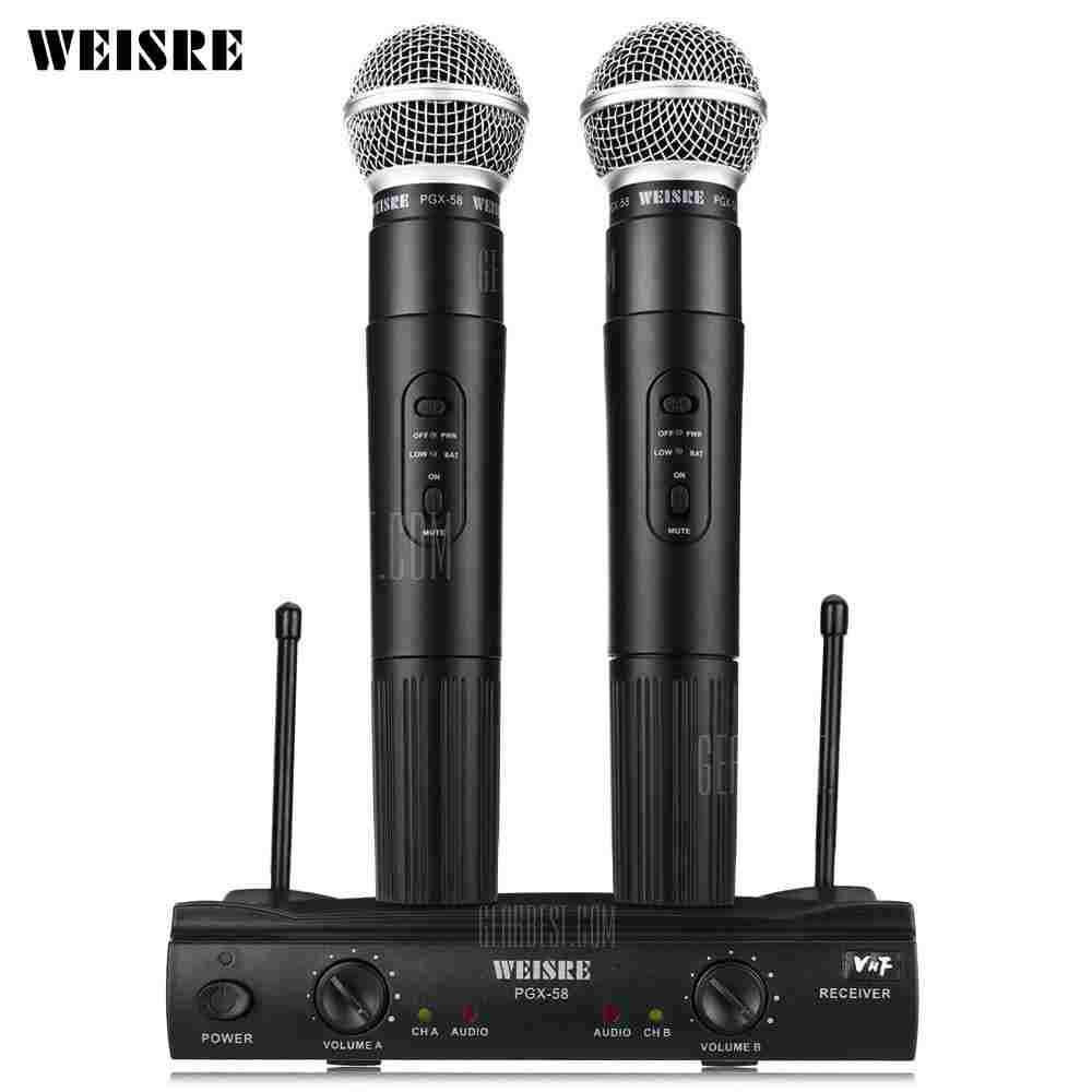 offertehitech-gearbest-WEISRE PGX58 VHF Dual Wireless Microphone