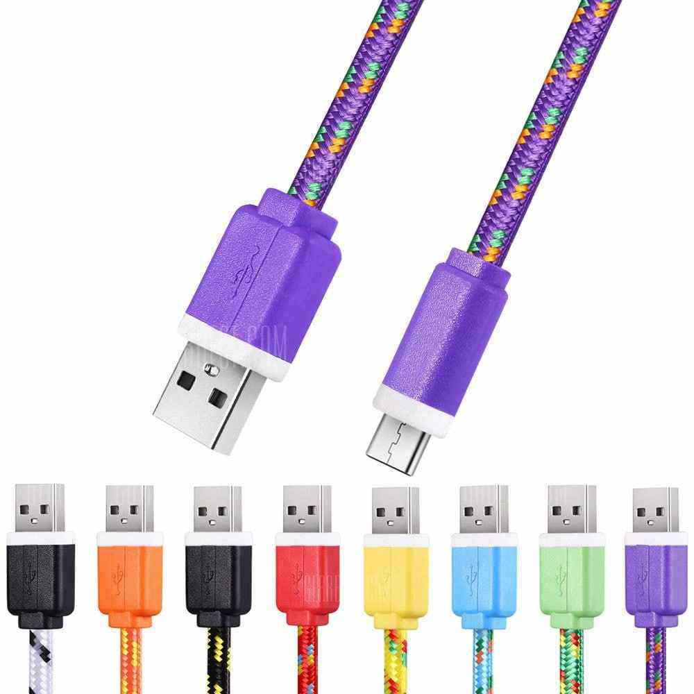 offertehitech-3M Micro USB Flat Braided Charger Cable - PURPLE