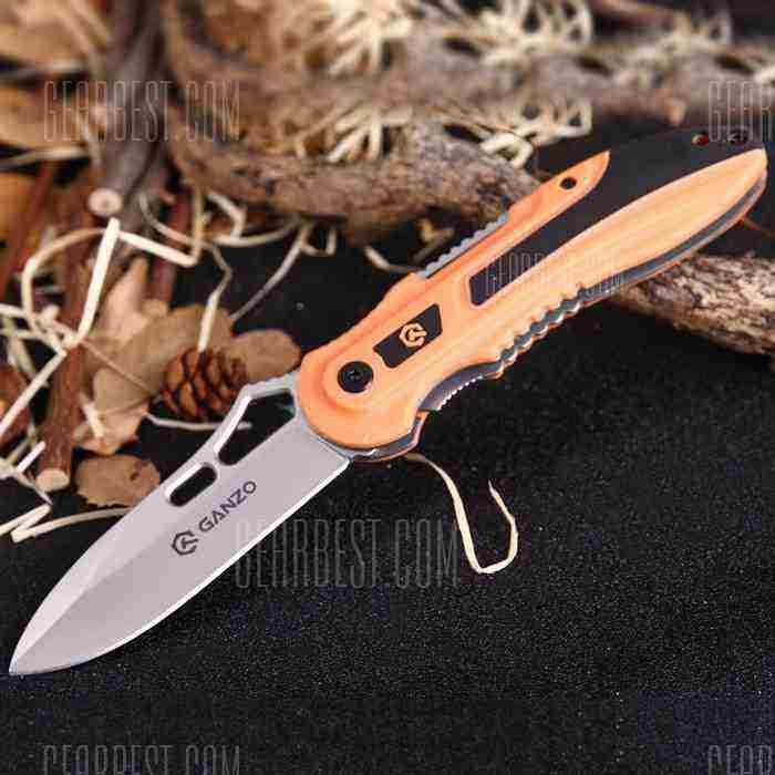 offertehitech-GANZO G621 Liner Lock Folding Knife - BLACK AND ORANGE