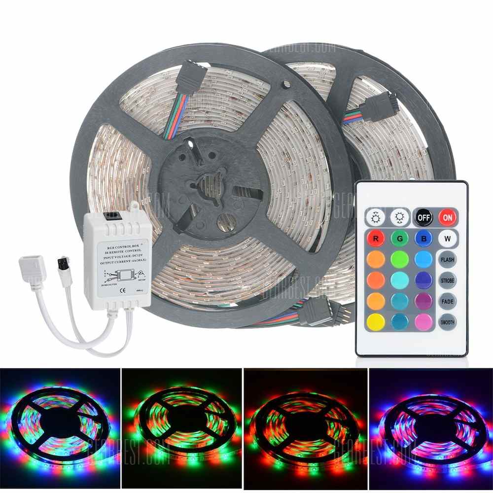 offertehitech-2pcs HML 5m 24W 300 SMD 2835 RGB LED Strip Light - RGB COLOR