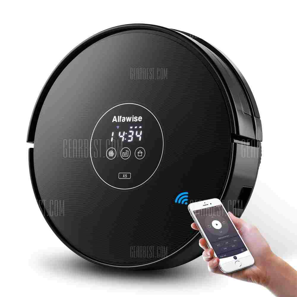 offertehitech-Alfawise X5 Robotic Vacuum Cleaner Strong Suction Work with Alexa - EU PLUG