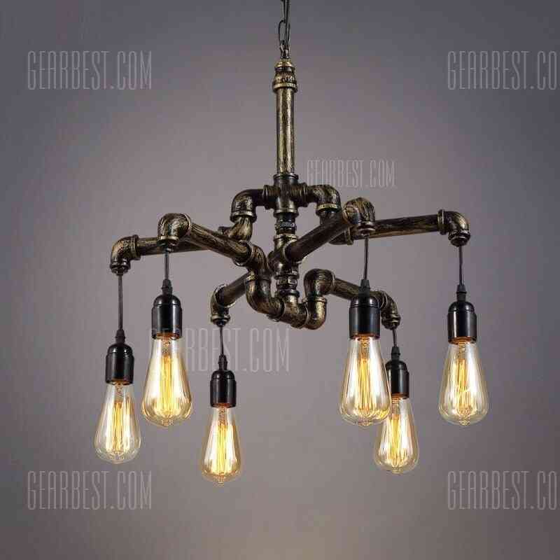 offertehitech-Brightness 6 Heads Vintage Industrial Pipe Simple Loft Iron Pipe Pendant Lights Living Room Dining Room Kitchen Cafe Hallway Bar Decoration Lighting