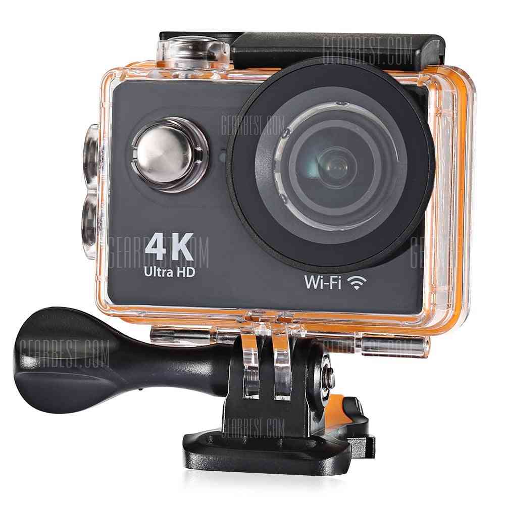 offertehitech-H9R 170 Degree Wide Angle 4K Ultra HD WiFi Action Camera - EU PLUG BLACK