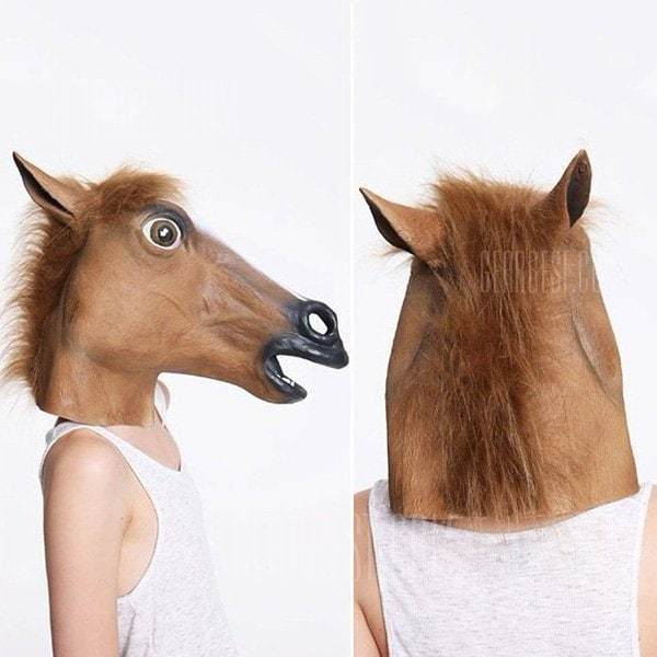 offertehitech-Halloween Supply Party Cospaly Fur Mane Horse Head Mask - BROWN