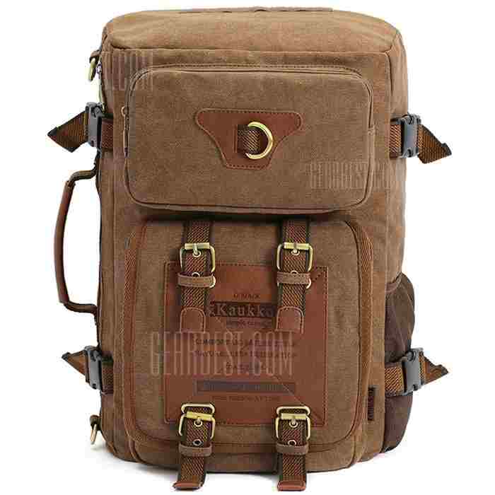 offertehitech-KAUKKO FH05 22L Men Multi-function Canvas Backpack - DARK KHAKI