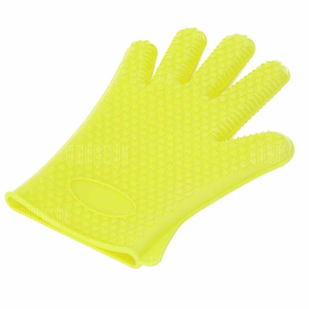 offertehitech-Oven Heat Resistant Silicone Gloves - YELLOW