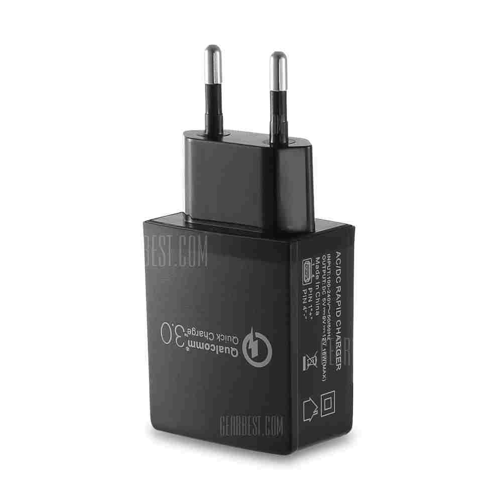 offertehitech-Qualcomm Certification 3.0 Wall Charger Power Adapter - EU PLUG BLACK