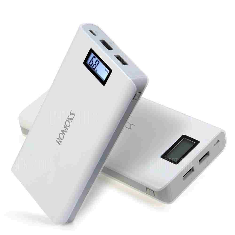 offertehitech-ROMOSS Sense 6 Plus LCD 20000mAh External Battery Pack Power Bank - WHITE