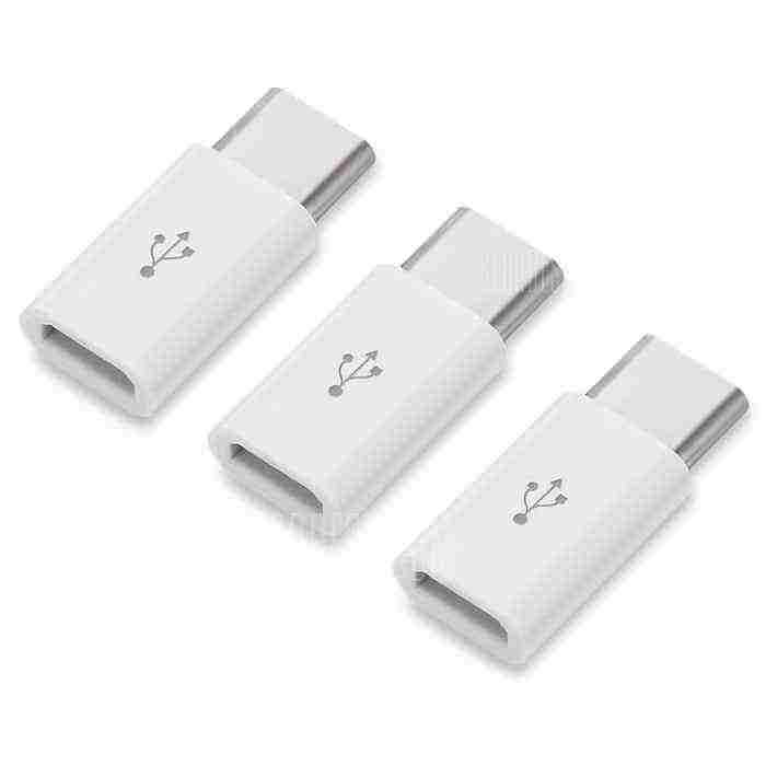 offertehitech-3pcs Micro USB to Type-C Adapter - WHITE