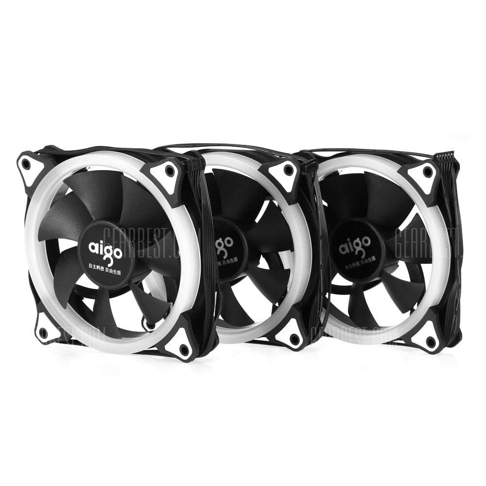 offertehitech-Aigo 3PCS RGB LED APP Control Fan 120mm 6 Pin for Computer - BLACK