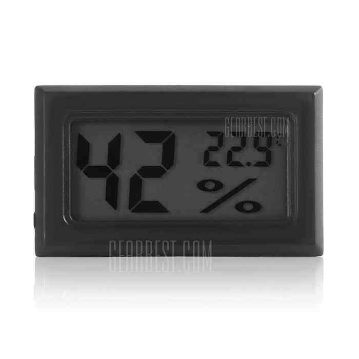 offertehitech-Mini Digital LCD Indoor Thermometer Hygrometer - BLACK