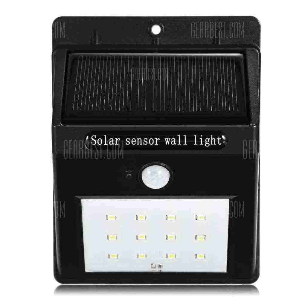 offertehitech-Solar Powered PIR LED Wall Light - WHITE LIGHT