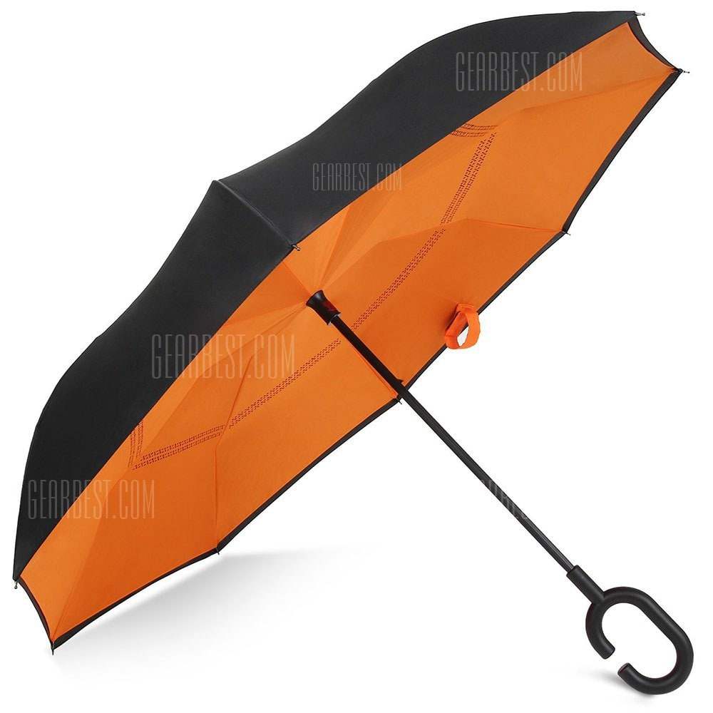 offertehitech-Two-tone Windproof Reverse Close Double-layer Umbrella - ORANGE