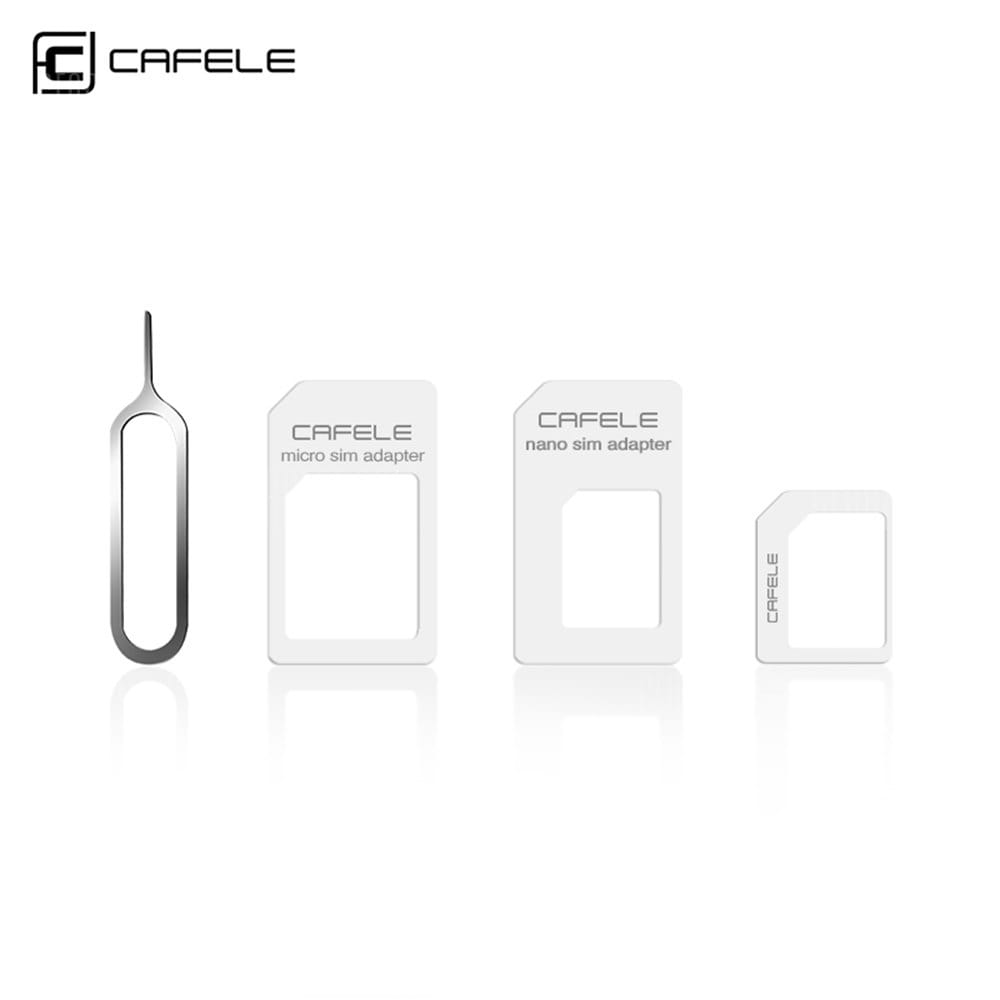 offertehitech-CAFELE 4 in 1 SIM Card Adapter Micro + Double Nano + Needle - WHITE