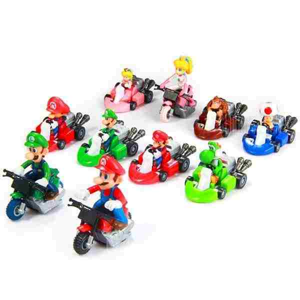 offertehitech-10pcs / Set Cute Super Mario Bros Kart Pull Back Car PVC Action Figure Toy - COLORMIX