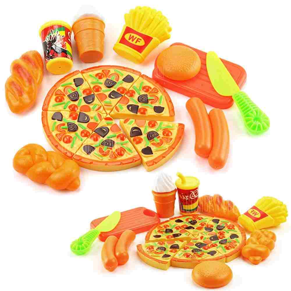 offertehitech-15PCS Plastic Food Pizza Kitchen Pretend Play Toy for Kids