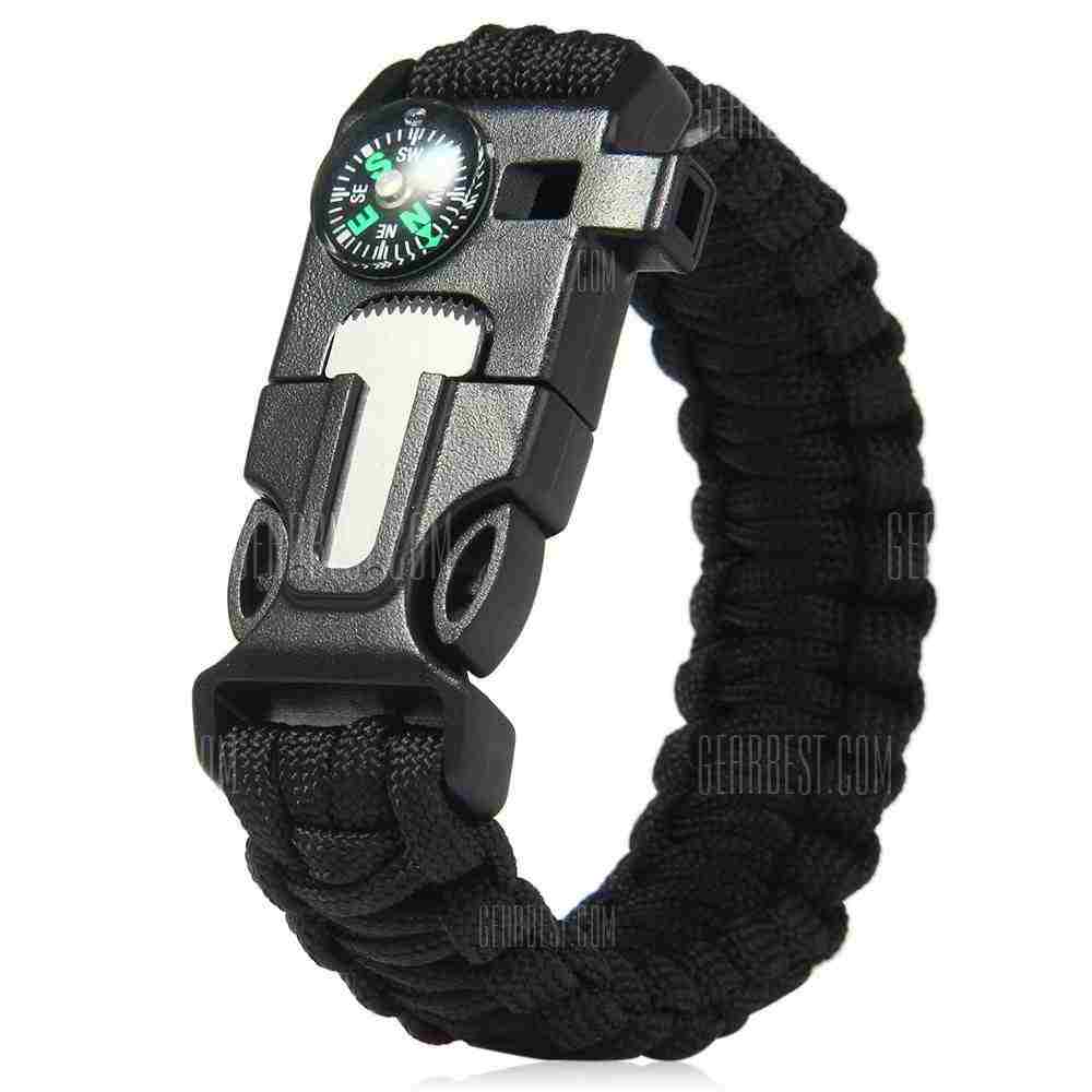 offertehitech-5 in 1 Outdoor Survival Paracord Bracelet - BLACK