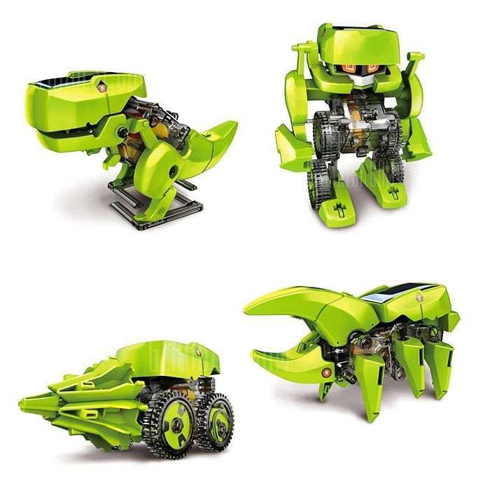 offertehitech-CUTE SUNLIGHT 2125 T4 4 in 1 Solar Dinosaur Robot DIY Kit - GREEN