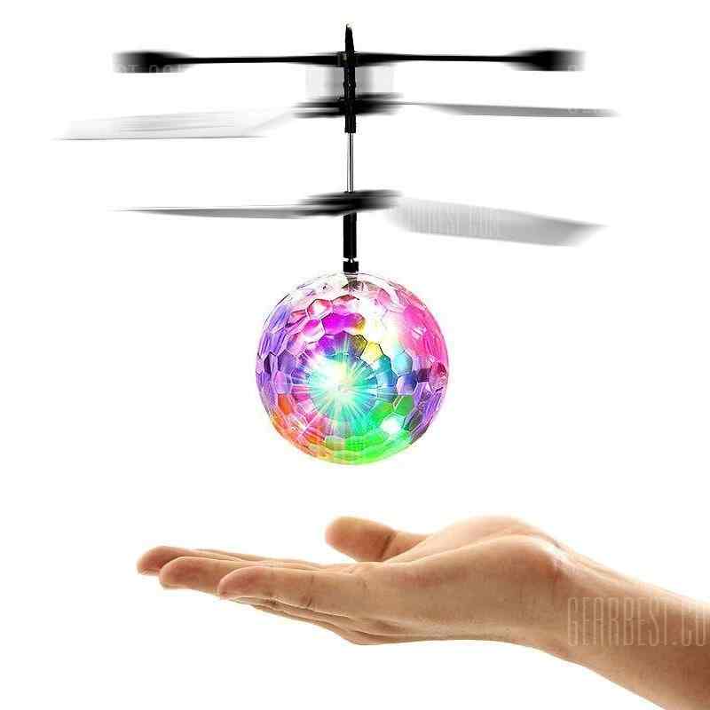 offertehitech-Induction Colorful Lamp Flash Flying Ball Helicopter Toy for Kids - WHITE