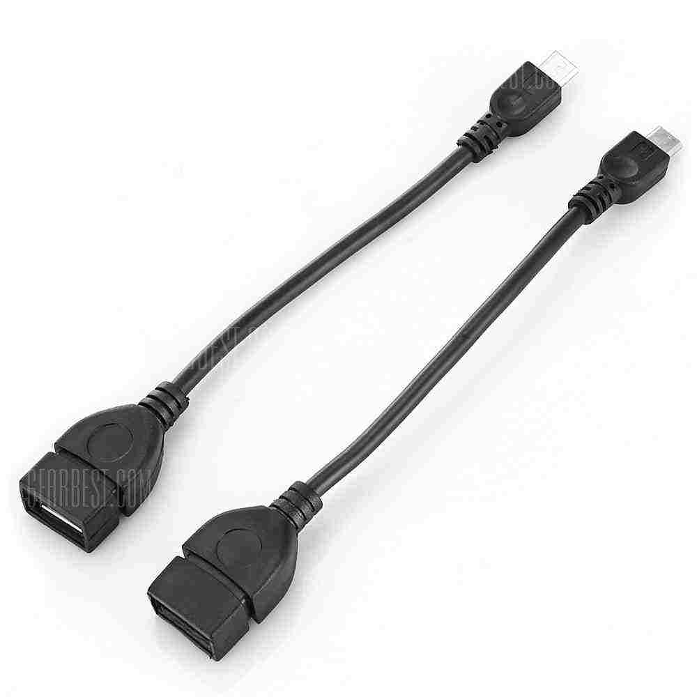 offertehitech-Micro USB Male to USB Female OTG Cable Adapter 2PCS - BLACK