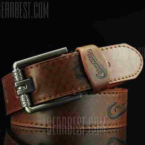 offertehitech-Stylish Letters Embossed Pin Buckle Mesh Plaid Pattern Wide Belt For Men