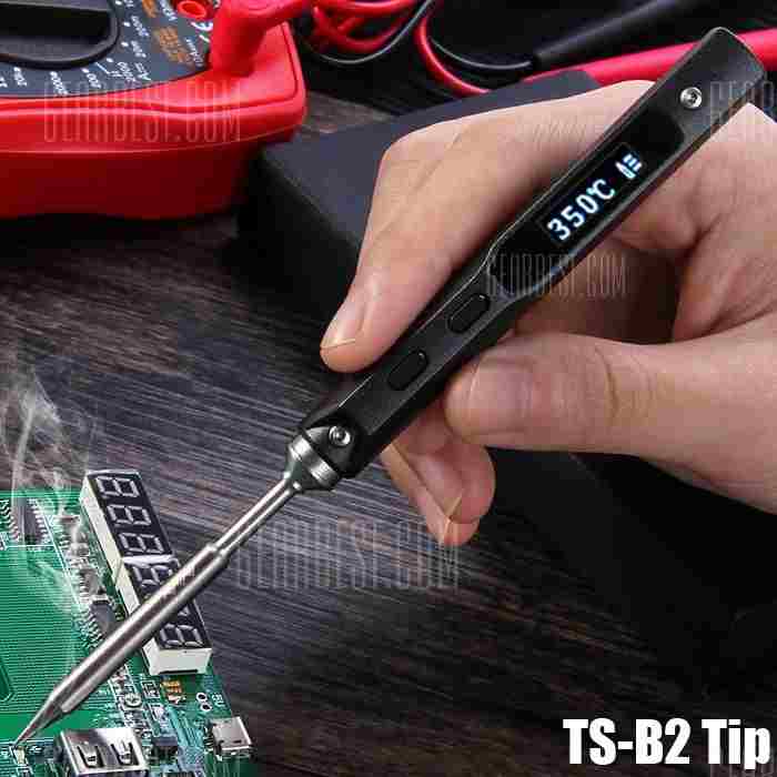 offertehitech-TS100 65W Digital OLED Programmable Soldering Iron - TS-B2 BLACK