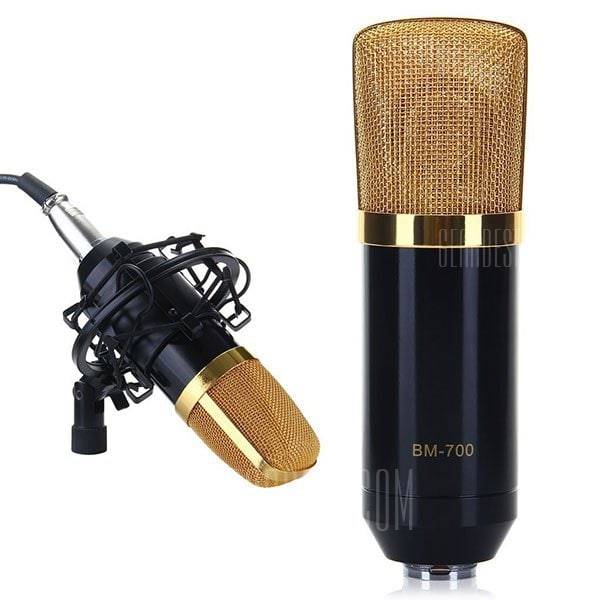 offertehitech-gearbest-BM-700 Condenser Sound Recording Microphone and Plastic Shock Mount for Radio Broadcasting Studio Voice Recording