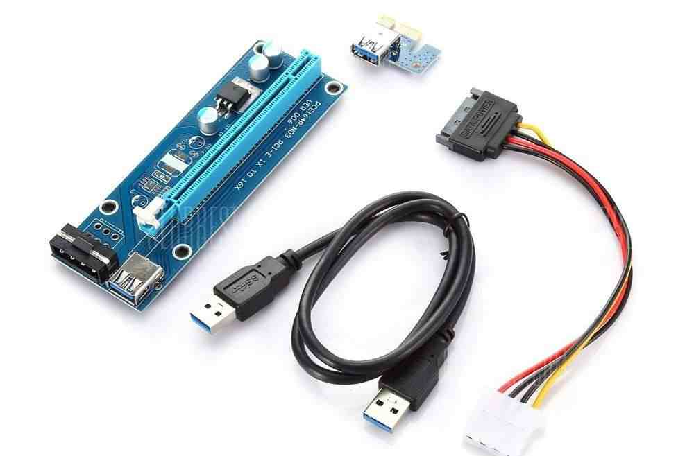 offertehitech-gearbest-PCI - E 1X to16X Extender Riser Card Adapter with USB 3.0 Cable