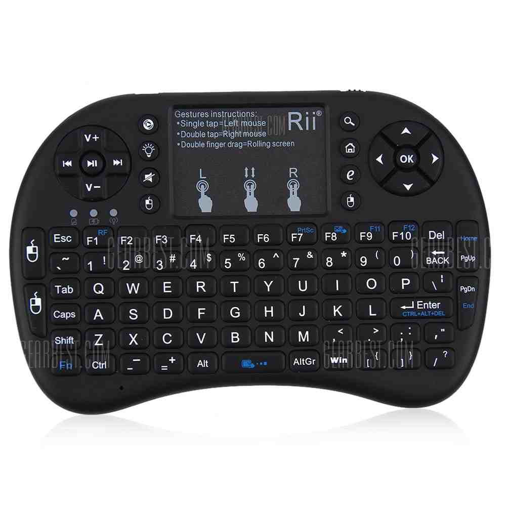 offertehitech-gearbest-Rii i8+ Multi - function 2.4GHz Wireless Touchpad QWERTY Keyboard for Android Box