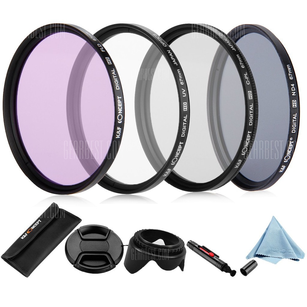 offertehitech-gearbest-67mm UV CPL FLD ND4 Filter Lens Hood Pen Set