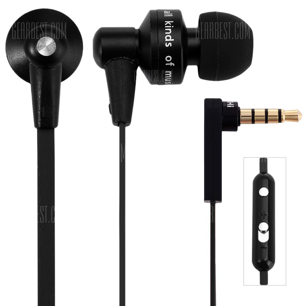 offertehitech-gearbest-Awei ES  -  710hi 1.2m Flat Cable Design In - ear Earphone with Mic Volume Control for Smartphone Tablet PC