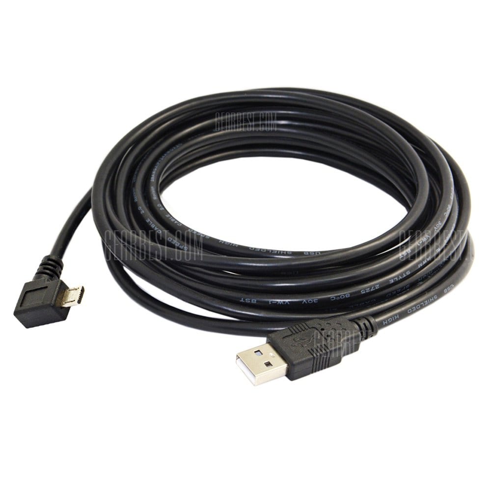 offertehitech-gearbest-CY U2 - 089 - 5.0M Left Turn Micro USB to USB Data Cable 5M