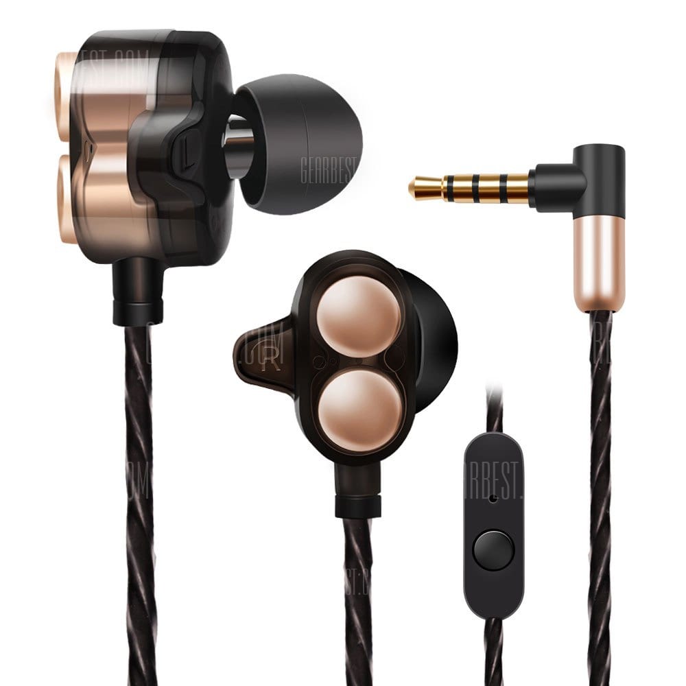 offertehitech-gearbest-Jies X7 Stereo HiFi In-ear Earphones Double Horn with Mic