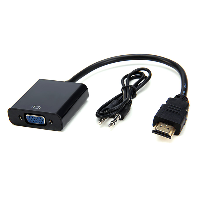 offertehitech-HD 1080p HDMI Male to VGA Female Video Converter Adapter Cable Support Audio Output - Black