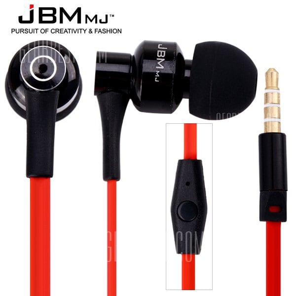 offertehitech-gearbest-JBMMJ MJ8600 Flat Wire Intelligent Mobile Phone Earphones with Burn - in Software CD Perfect Fit for iPad iPod iPhone Samsung etc