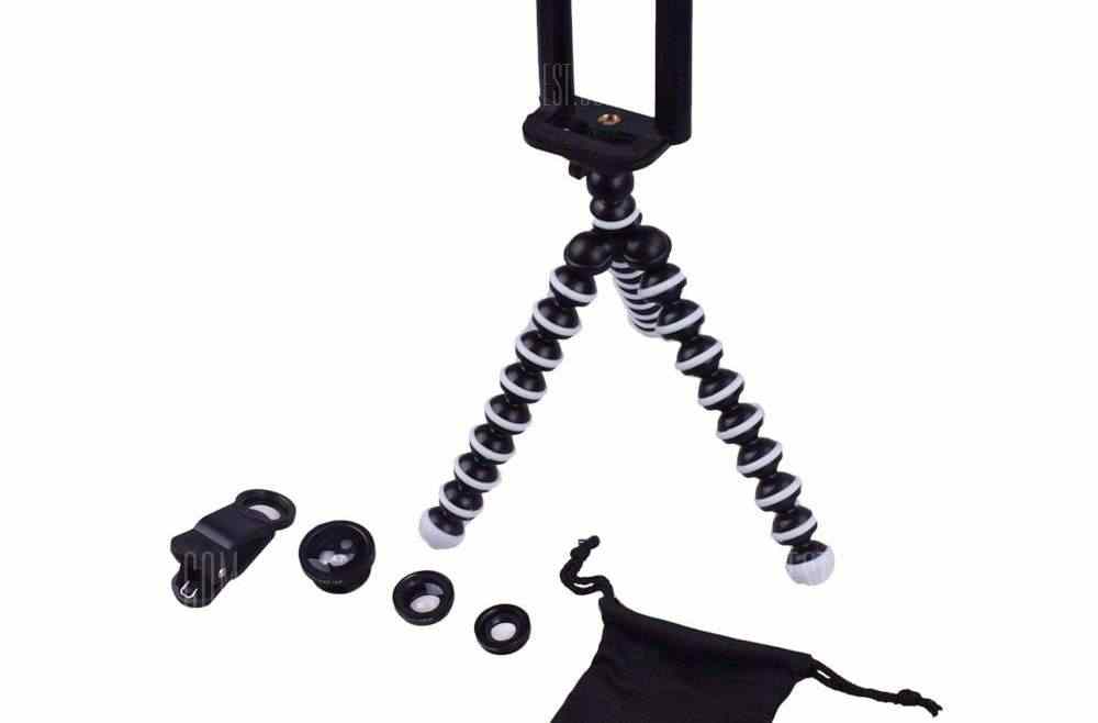 offertehitech-gearbest-Phone Fisheye Wide Angle Macro Lens Tripod holder