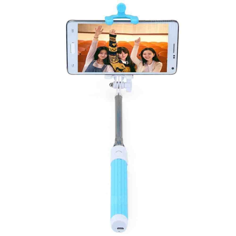 offertehitech-gearbest-Portable Wireless Bluetooth RC Self Timer Stretch Monopod Camera Shutter with Rearview Mirror