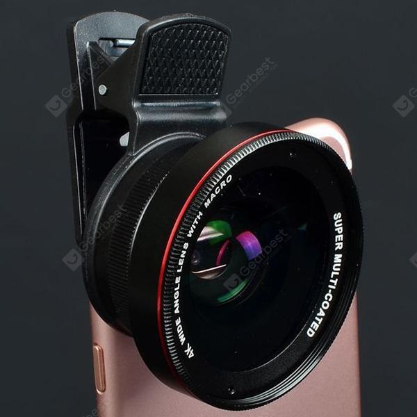 offertehitech-gearbest-0.45x Super Wide-angle + Macro Lens Mobile Phone SLR External Camera 52MM UV Distortion-free Wide-angle Lens